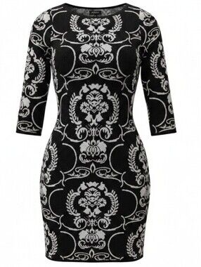 The Limited Black and White Long Sleeve Sweater Dress Sz TXS